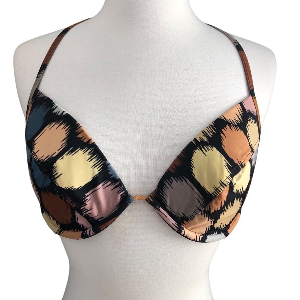 Victoria's Secret Padded Underwire Plunge Swim Halter Bikini Top - 36D NEW